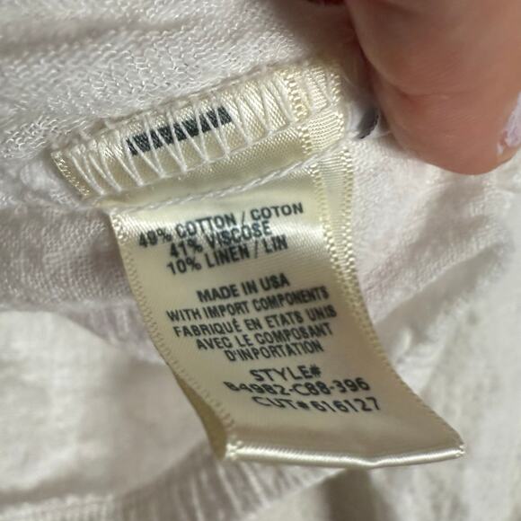 Bella Dahl White 2 Piece Side Slit Tie Front Wide Leg Coastal Beach Pant Top Set - Picture 10 of 11